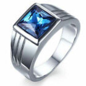 Ring ~ Blue Topaz ~ Stainless Steel ~ For Him